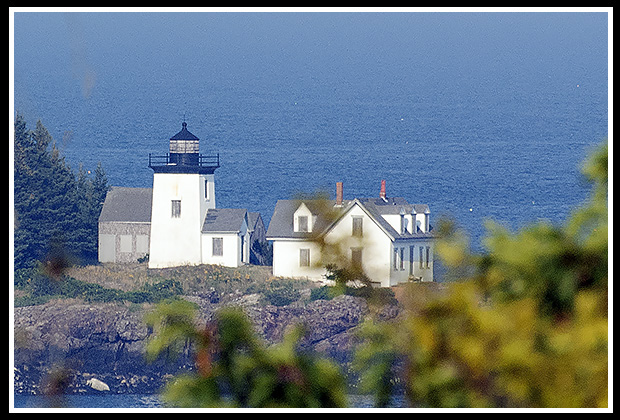 view from hilltop Indian Island light