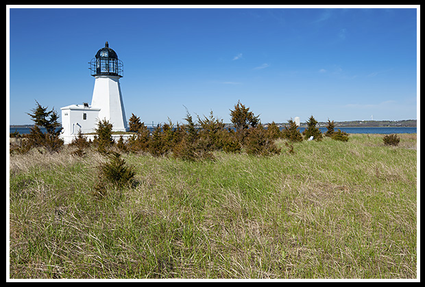 Prudence Island light tower at water level