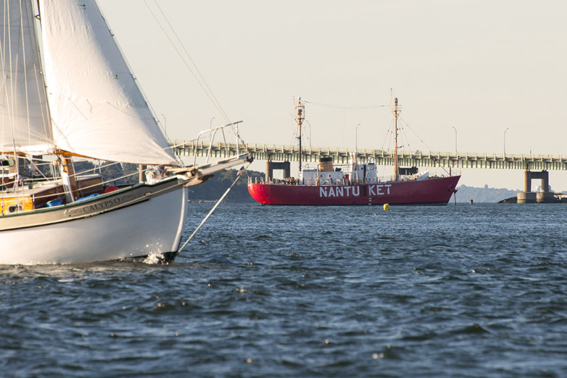 Nantucket Lightship docked in NYC for Super Bowl