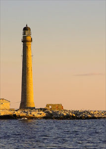 Boon Island Lighthouse at sunset.