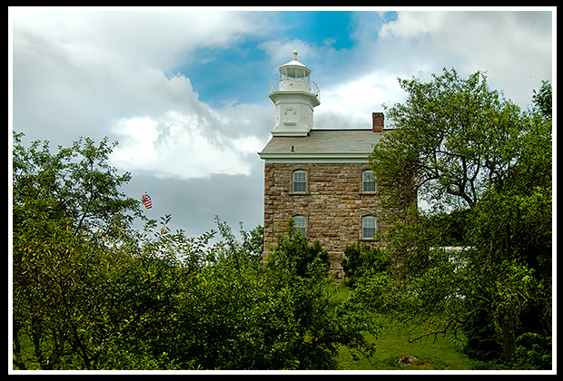 Great Captain Island lighthouse on part of bird wildlife sanctuary 