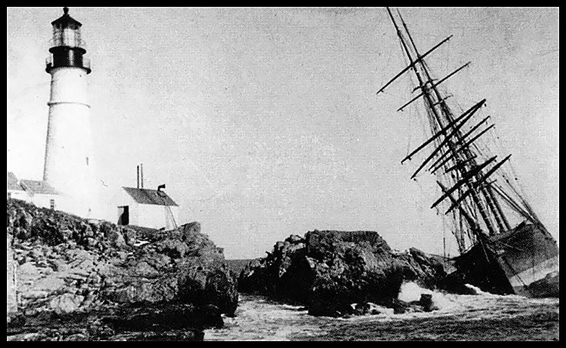 Annie C. Maguire shipwreck by Portland Head light