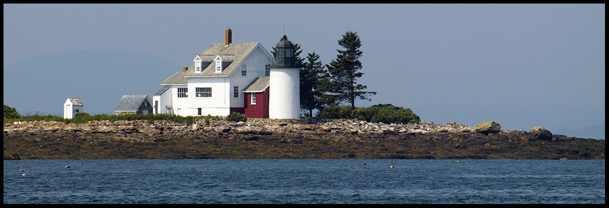 Blue Hill Bay lighthouse on a rather flat island