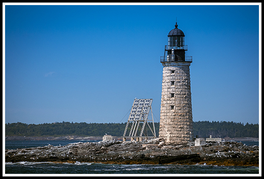 remote Halfway Rock lighthouse