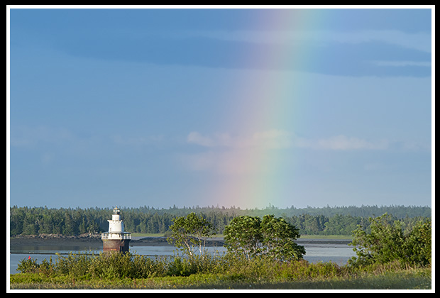 rainbow by Lubec Channel lighthouse
