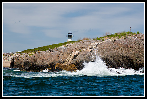 Pond Island lighthouse on island bird sanctuary