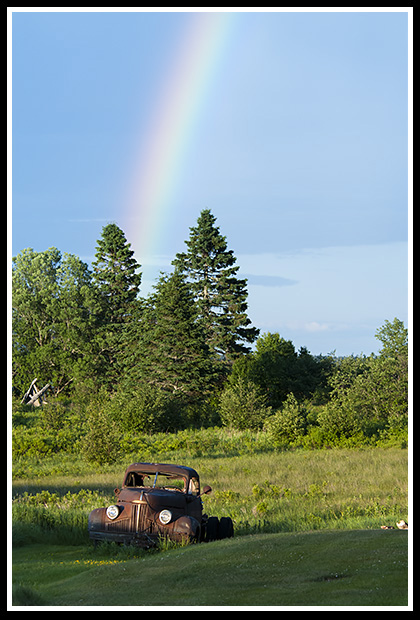 rainbow over rural farm
