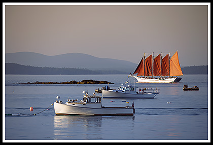 schooner Maragret Todd passing lobster boats