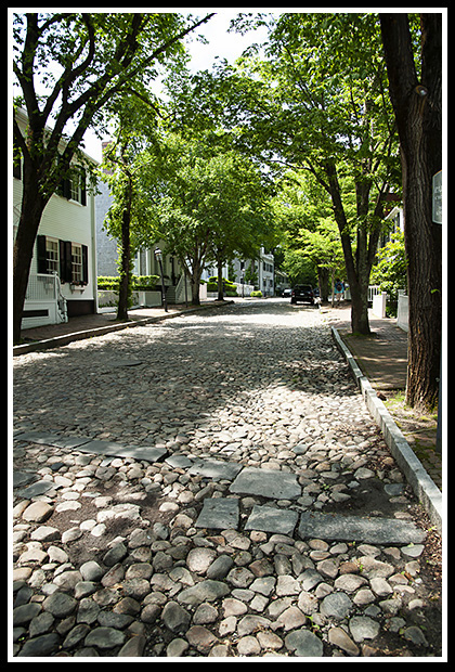 cobblestone streets on Nantucket Island