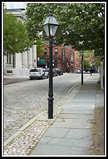 cobblestone street in New Bedford