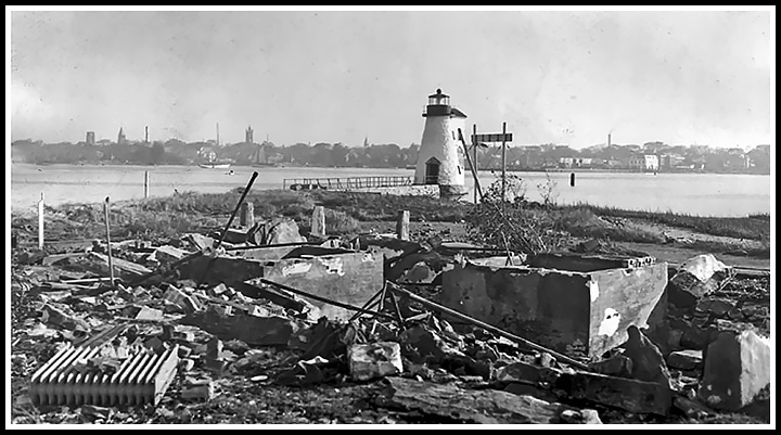 Palmer Island light after devastation of the hurricane 1938