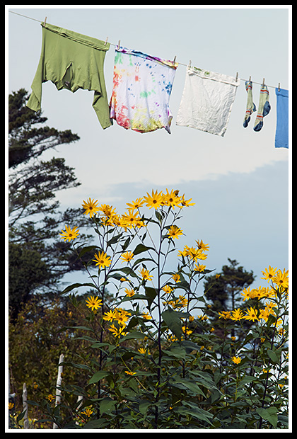 hanging clothes to dry outdoors